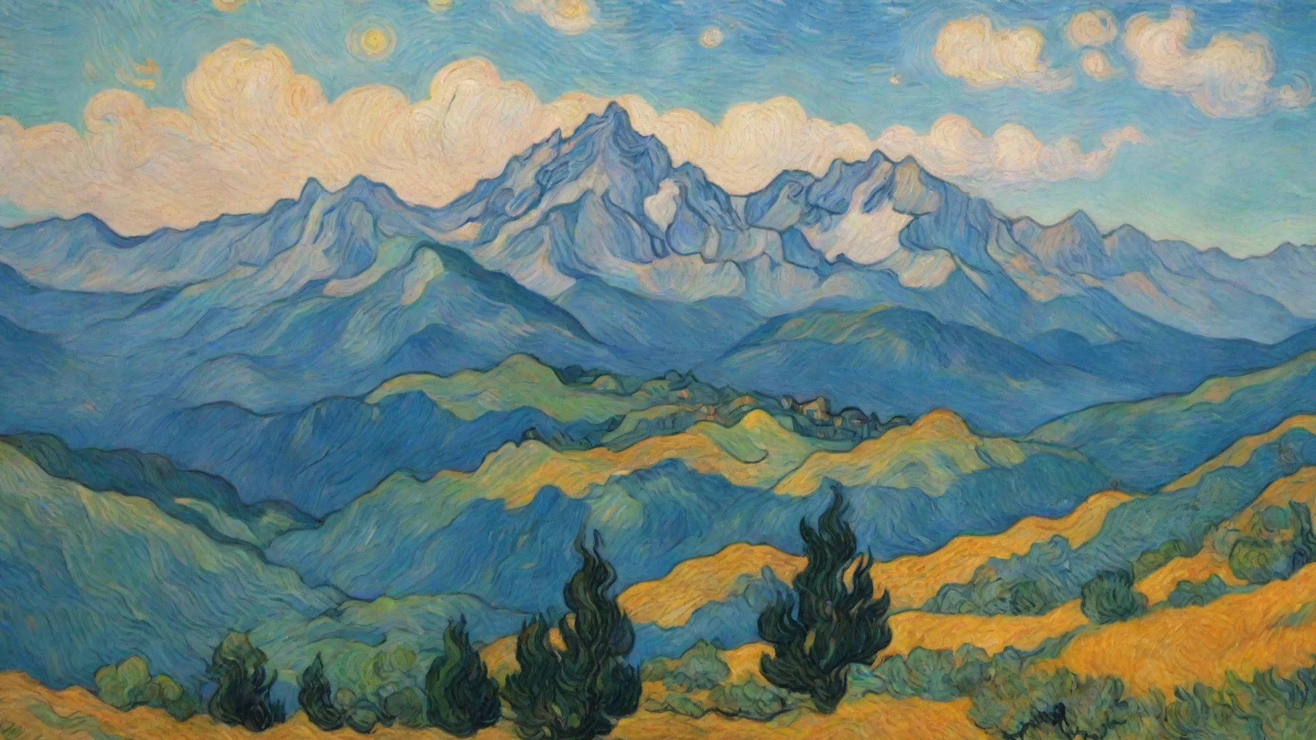 aiamazing van gogh mountain top relaxing calm hd aesthetic peace wide