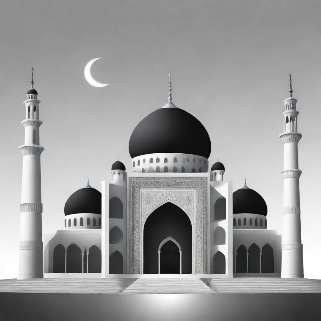 aiamazing vector illustration of mosque in black and white color. awesome portrait 2