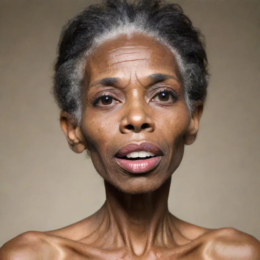 aiamazing very very very very skinny boney old black woman face with big lips awesome portrait 2