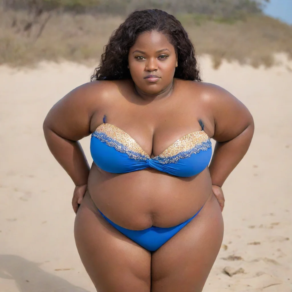 amazing very wide extremely obese african woman in swimsuit awesome portrait 2