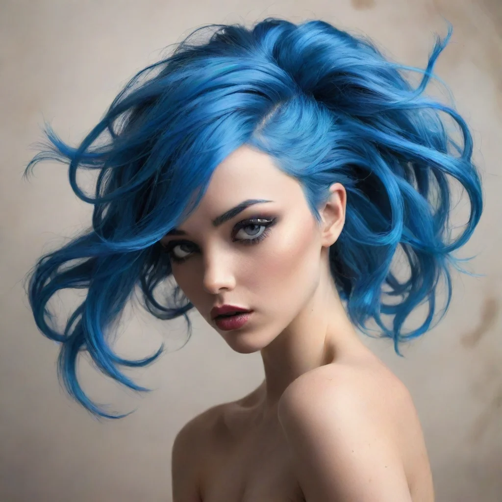 amazing vogue inspired dramatic pose bluehair girl detailed awesome portrait 2
