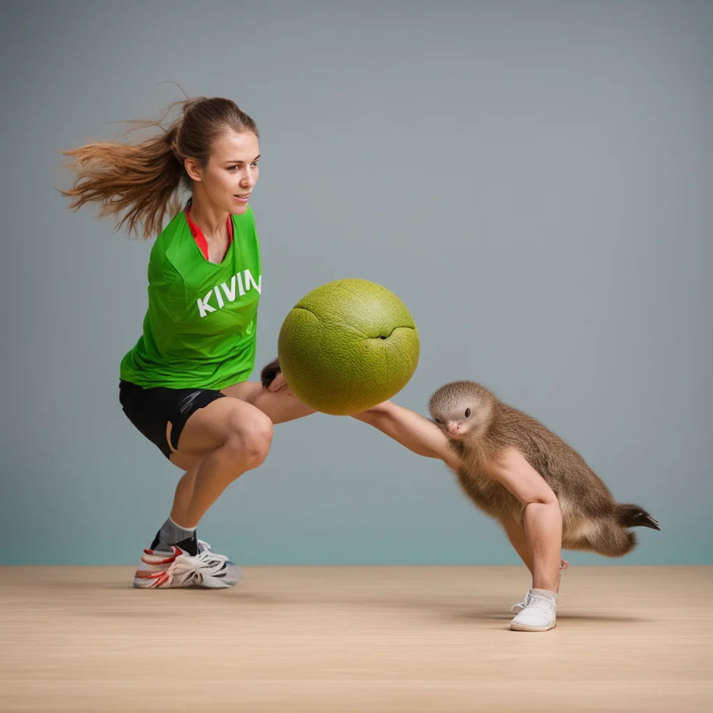 aiamazing volleyball player playing with a kiwi instead of the ball awesome portrait 2