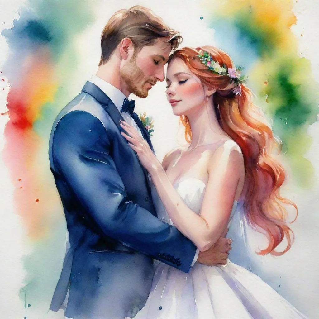 amazing watercolor lovers embrace fantasy trending art love wedding colorful confident engaging wow artstation art 3 awesome portrait 2