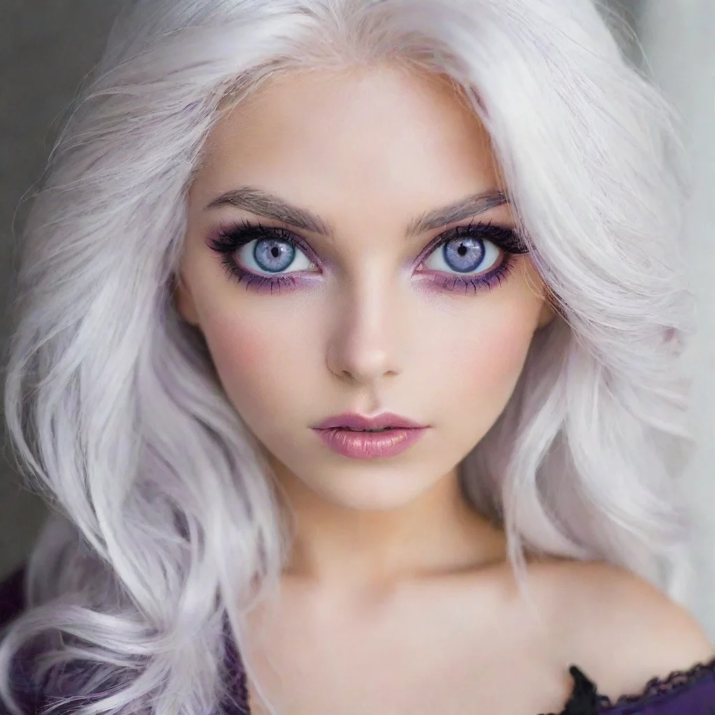 aiamazing white hair purple eyes seductive awesome portrait 2