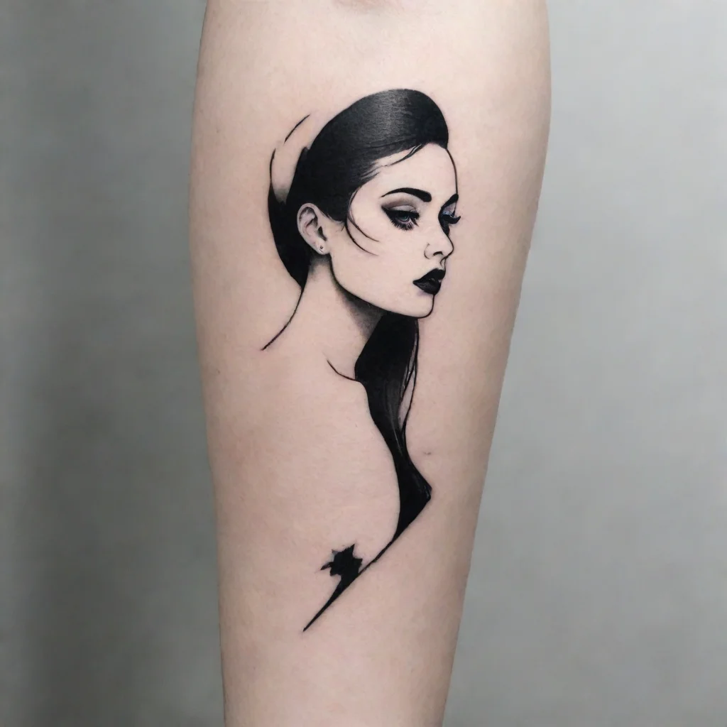 aiamazing woman minimalistic black and white tattoo awesome portrait 2