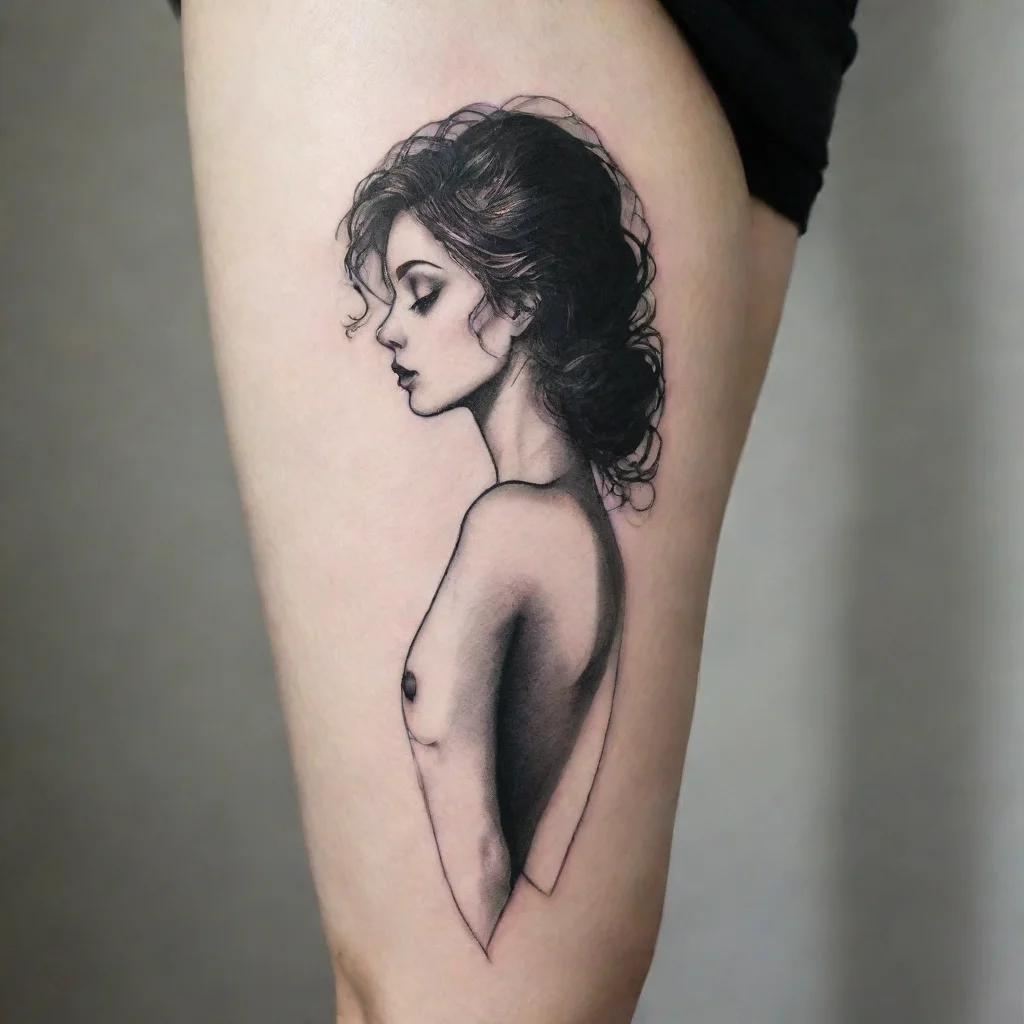 aiamazing woman silhouette fine lines black and white tattoo awesome portrait 2