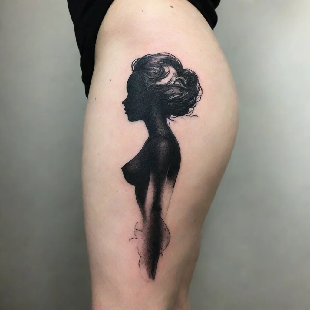 amazing woman silhouette fine lines black tattoo awesome portrait 2