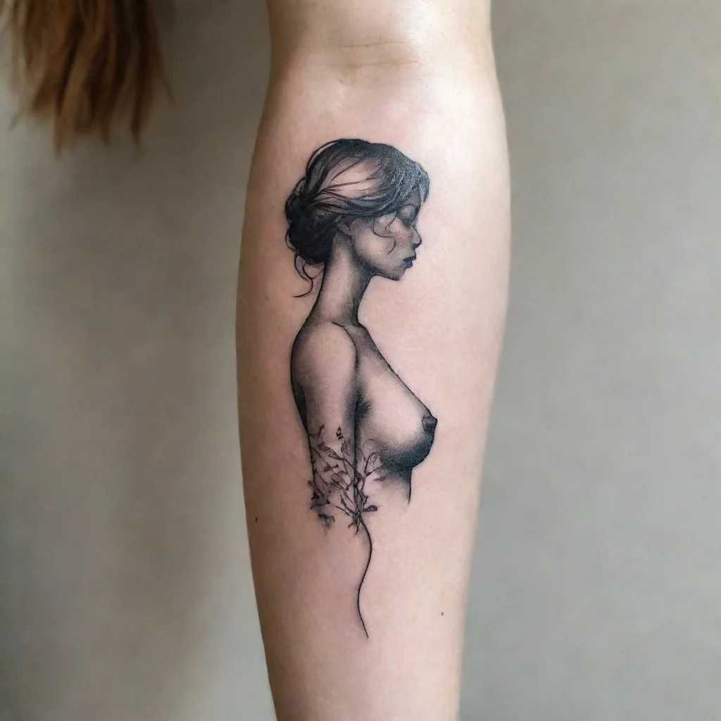 amazing woman silhouette fine lines tattoo awesome portrait 2