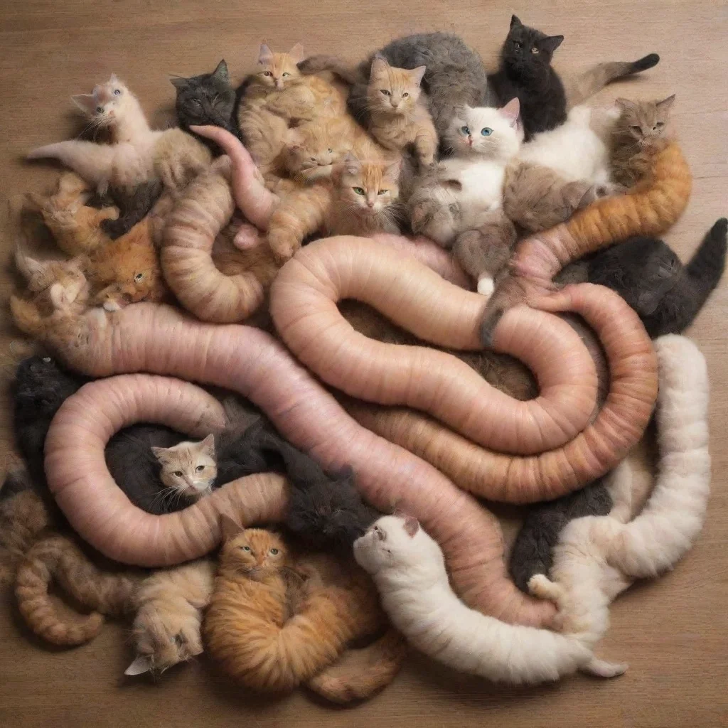aiamazing worm made of cats awesome portrait 2