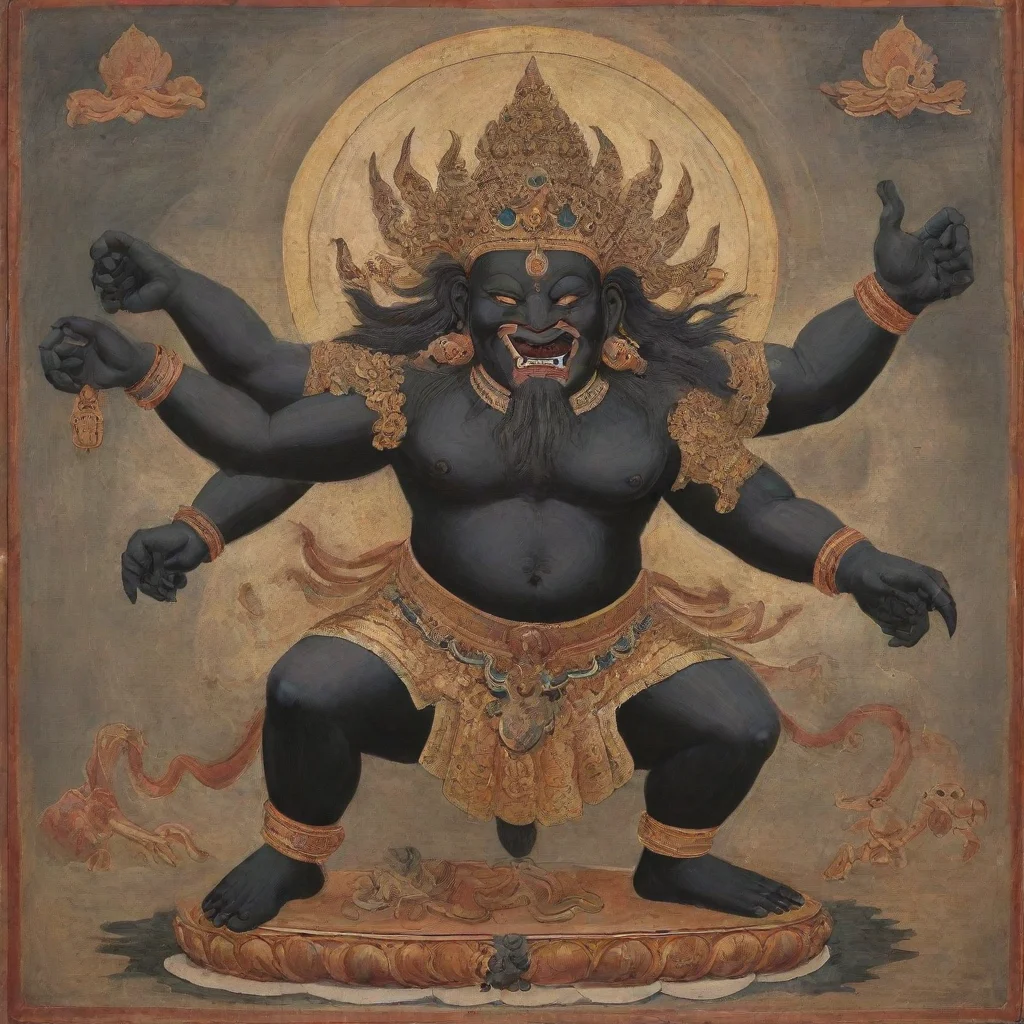 aiamazing wrathful vajrabhairava with buffalo head and two arms and two legs awesome portrait 2