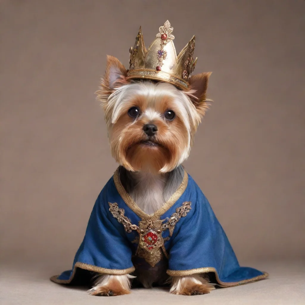 aiamazing yorkshire terrier dressed as a medieval king confident awesome portrait 2