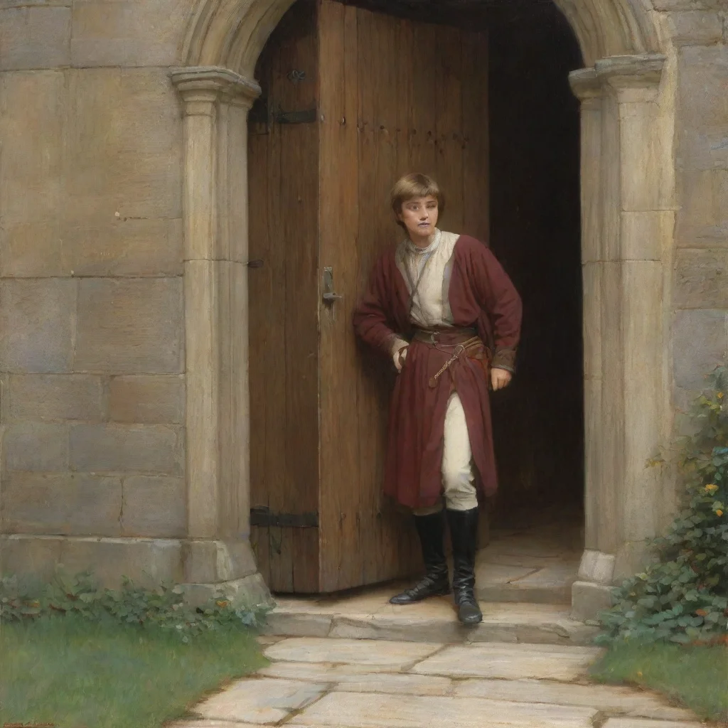 aiamazing young man sneaking out of a castle door by edmund blair leighton no other people ml awesome portrait 2