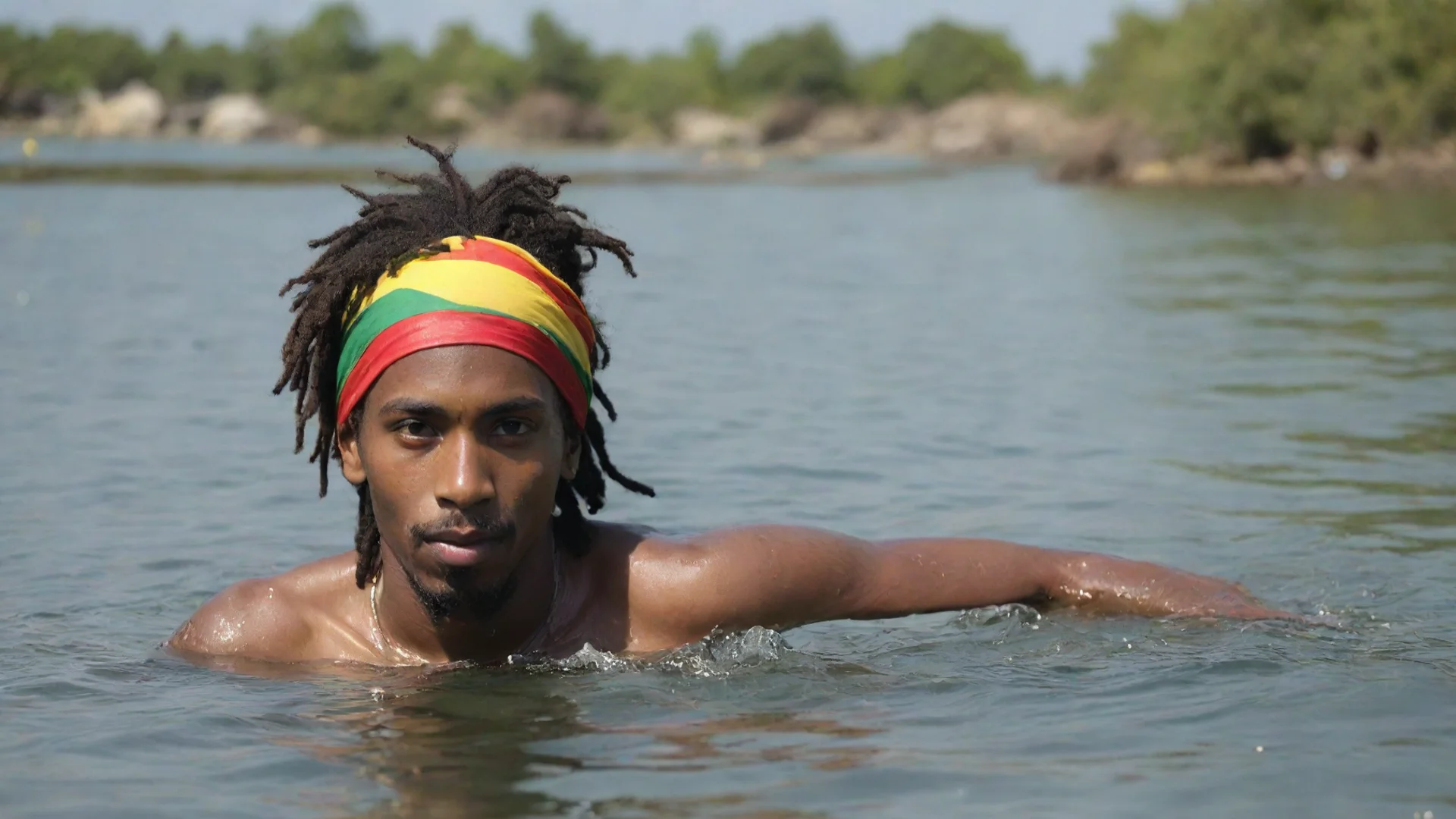 aiamazing young rastaman swimming awesome portrait 2 wide