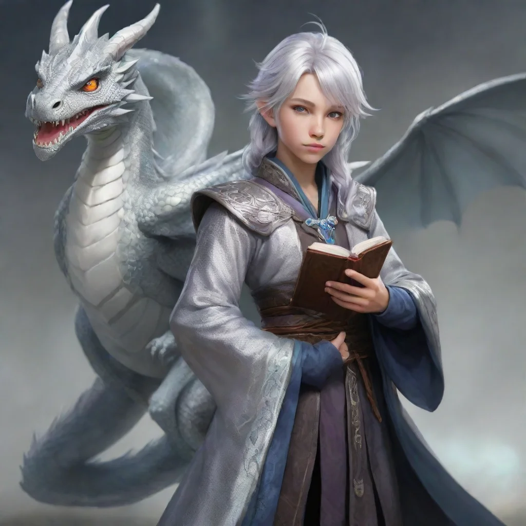 aiamazing young silver dragon mage awesome portrait 2