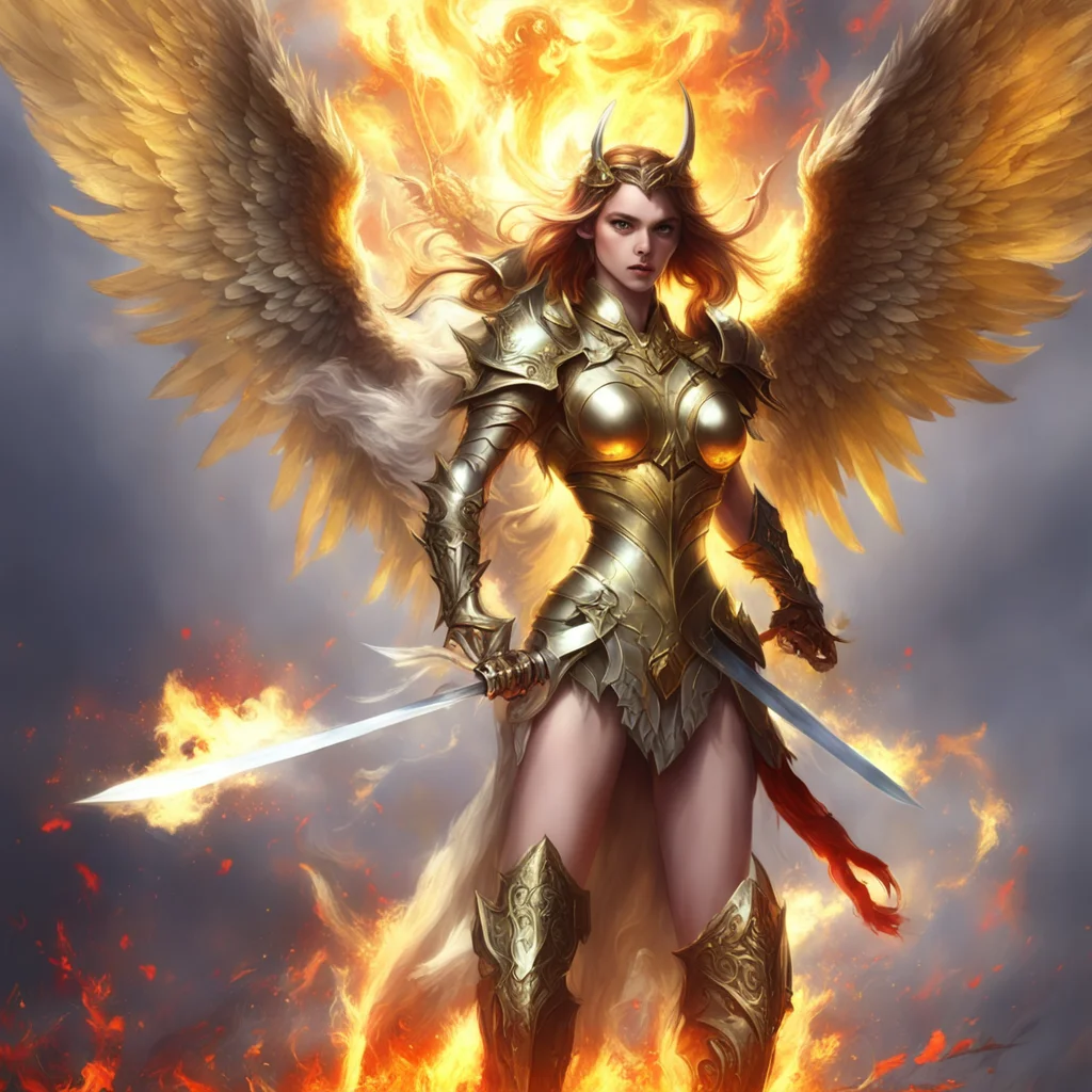 an angel fighting with an devil girl beautiful face hell wings metal knight sword colorful golden pinterest artstation d