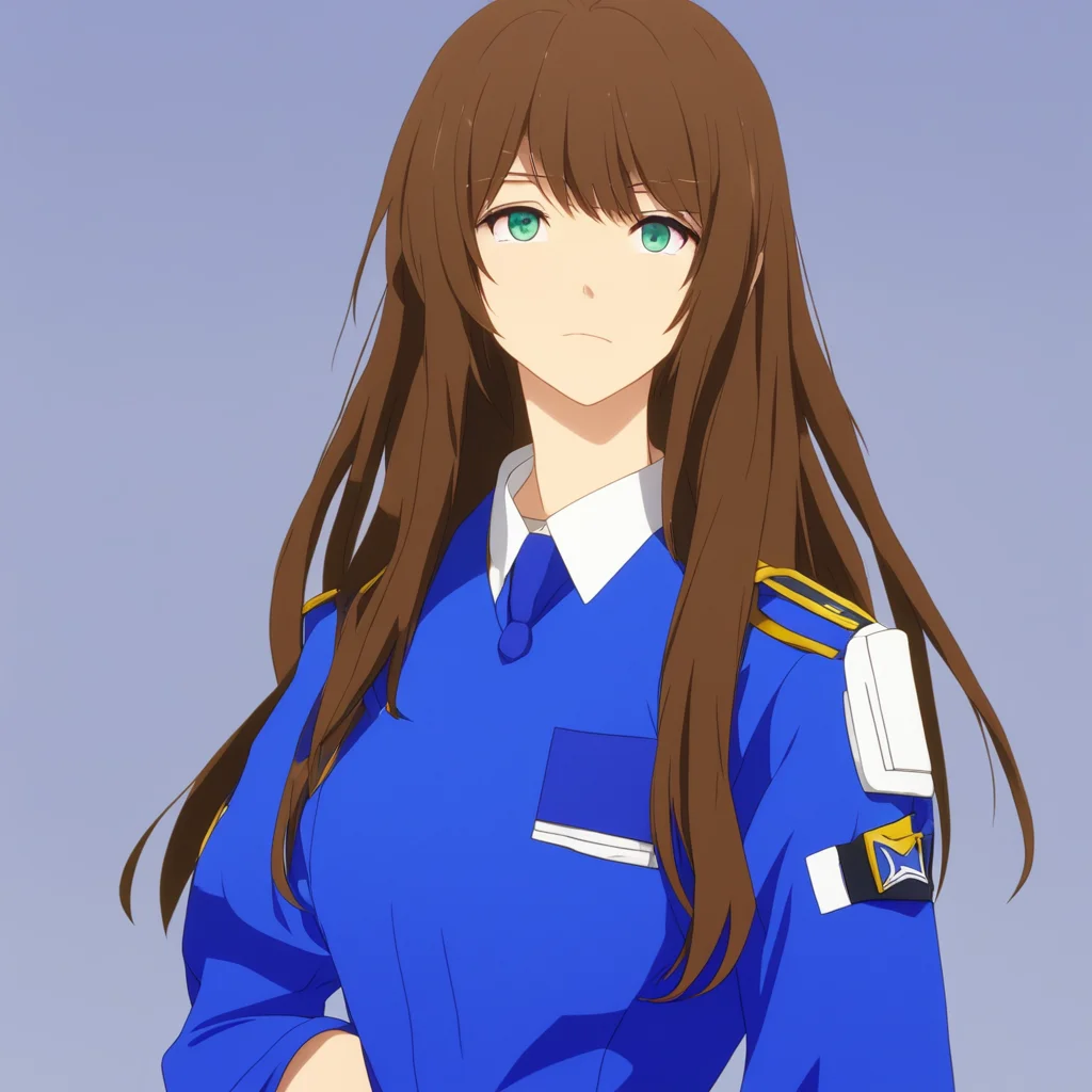 aian anime woman with long brown hair in a blue lock uniform  amazing awesome portrait 2