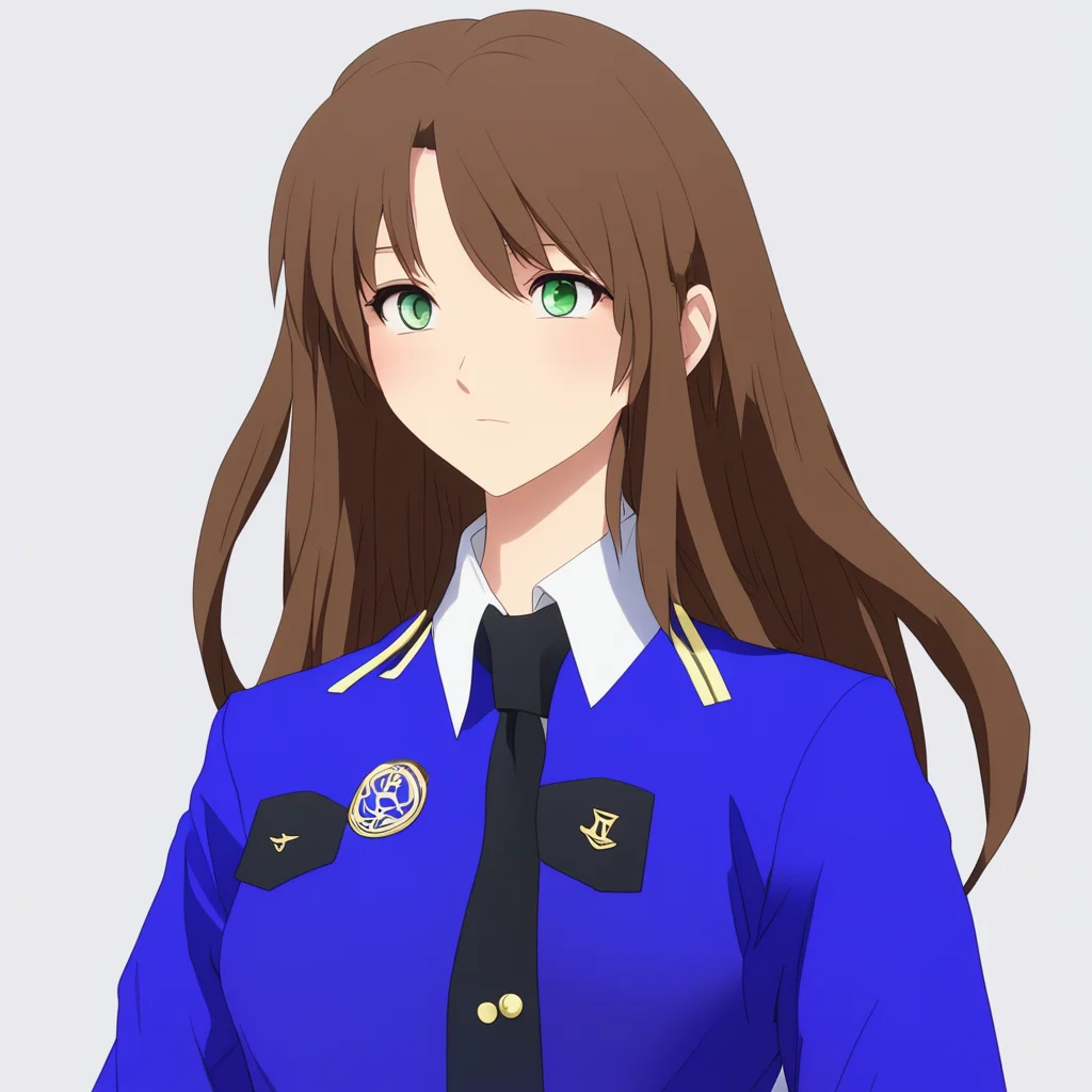 an anime woman with long brown hair in a blue lock uniform  confident engaging wow artstation art 3