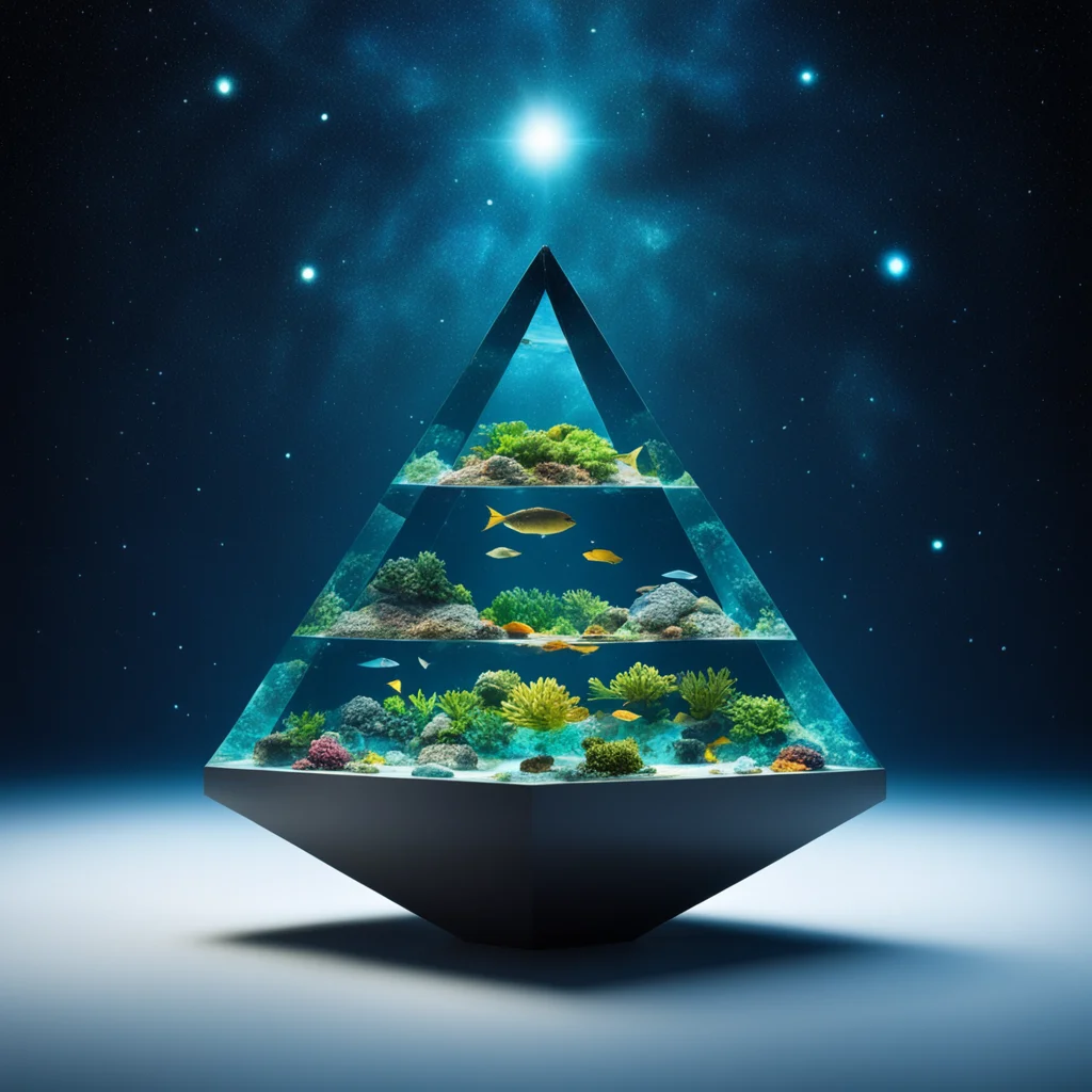 an aquarium in the shape of a pyramid floating in space confident engaging wow artstation art 3
