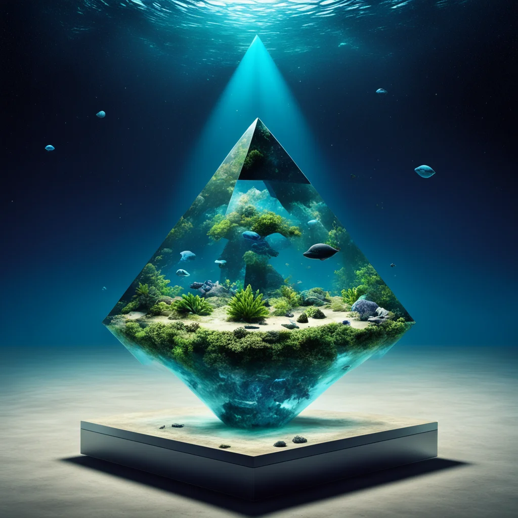 an aquarium in the shape of a pyramid floating in space good looking trending fantastic 1