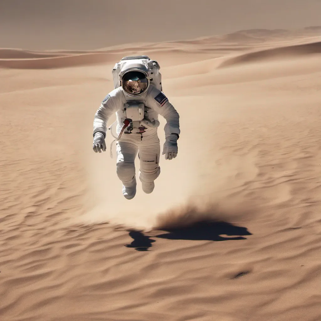 an astronaut running in desert  confident engaging wow artstation art 3