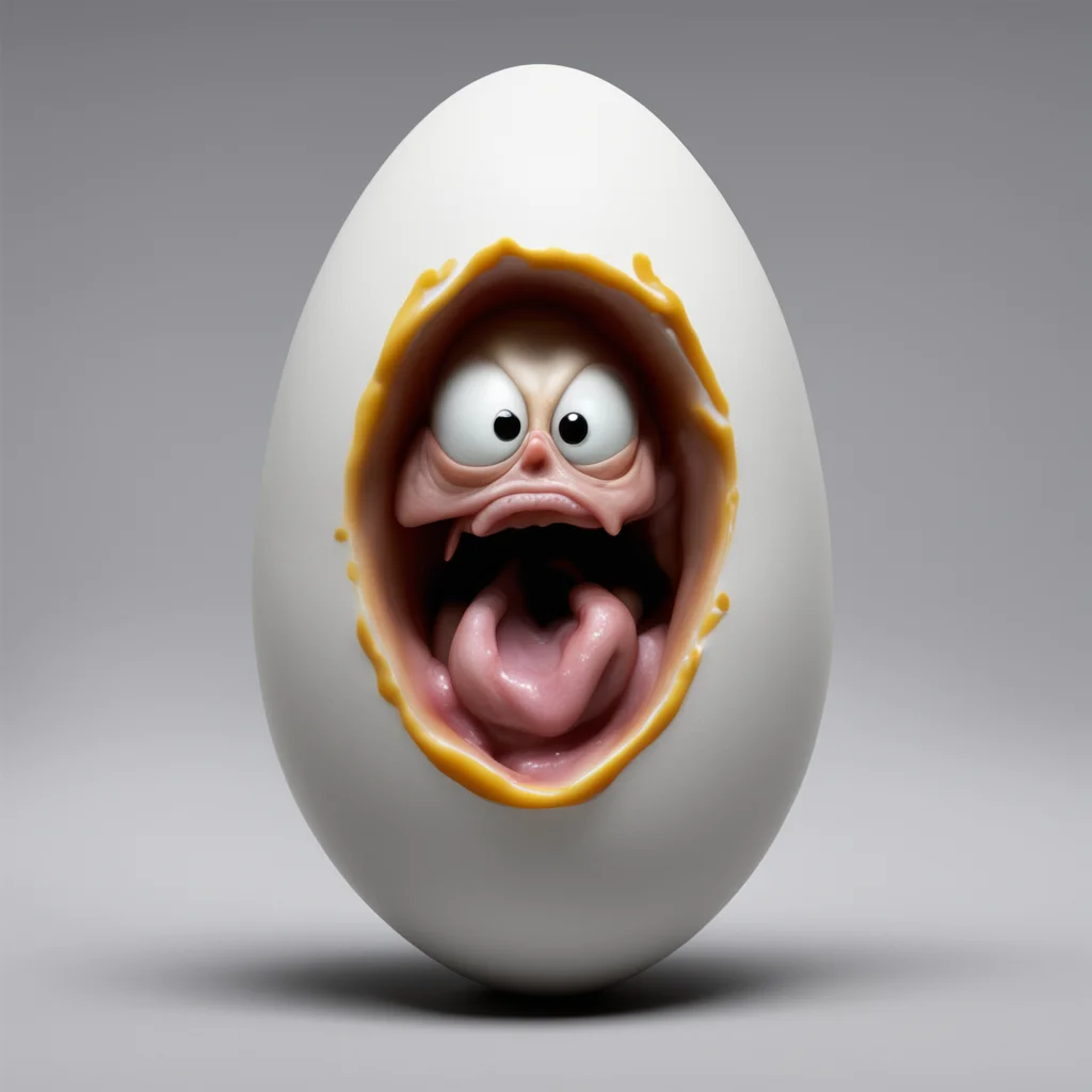 an egg in fear ultra realistic