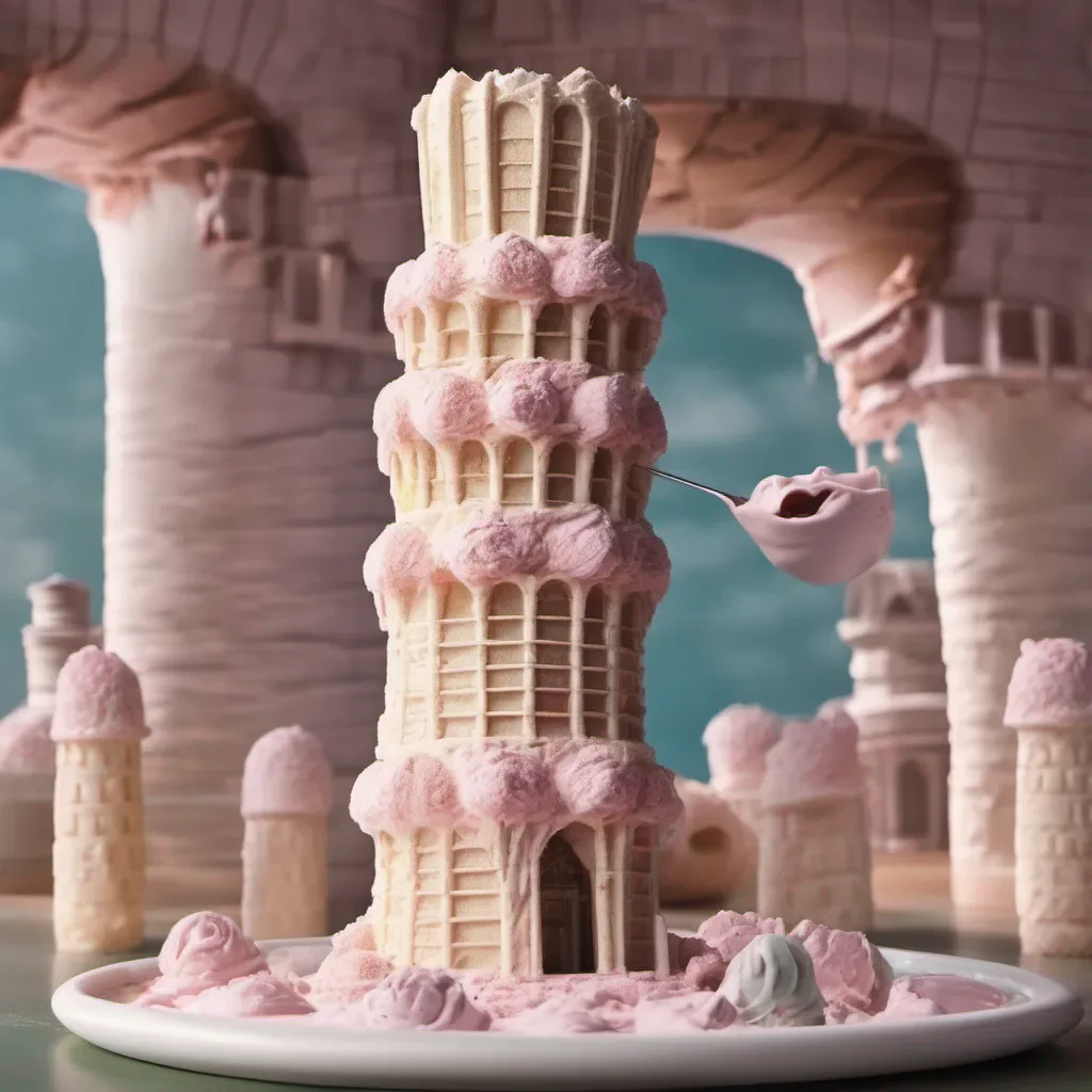 an enchanting mystical rendition of the leaning tower of pisa made out of ice cream amazing awesome portrait 2