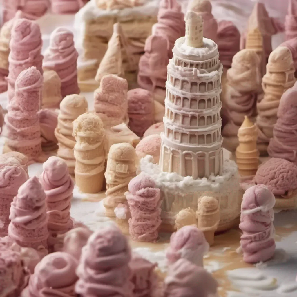 an enchanting mystical rendition of the leaning tower of pisa made out of ice cream good looking trending fantastic 1