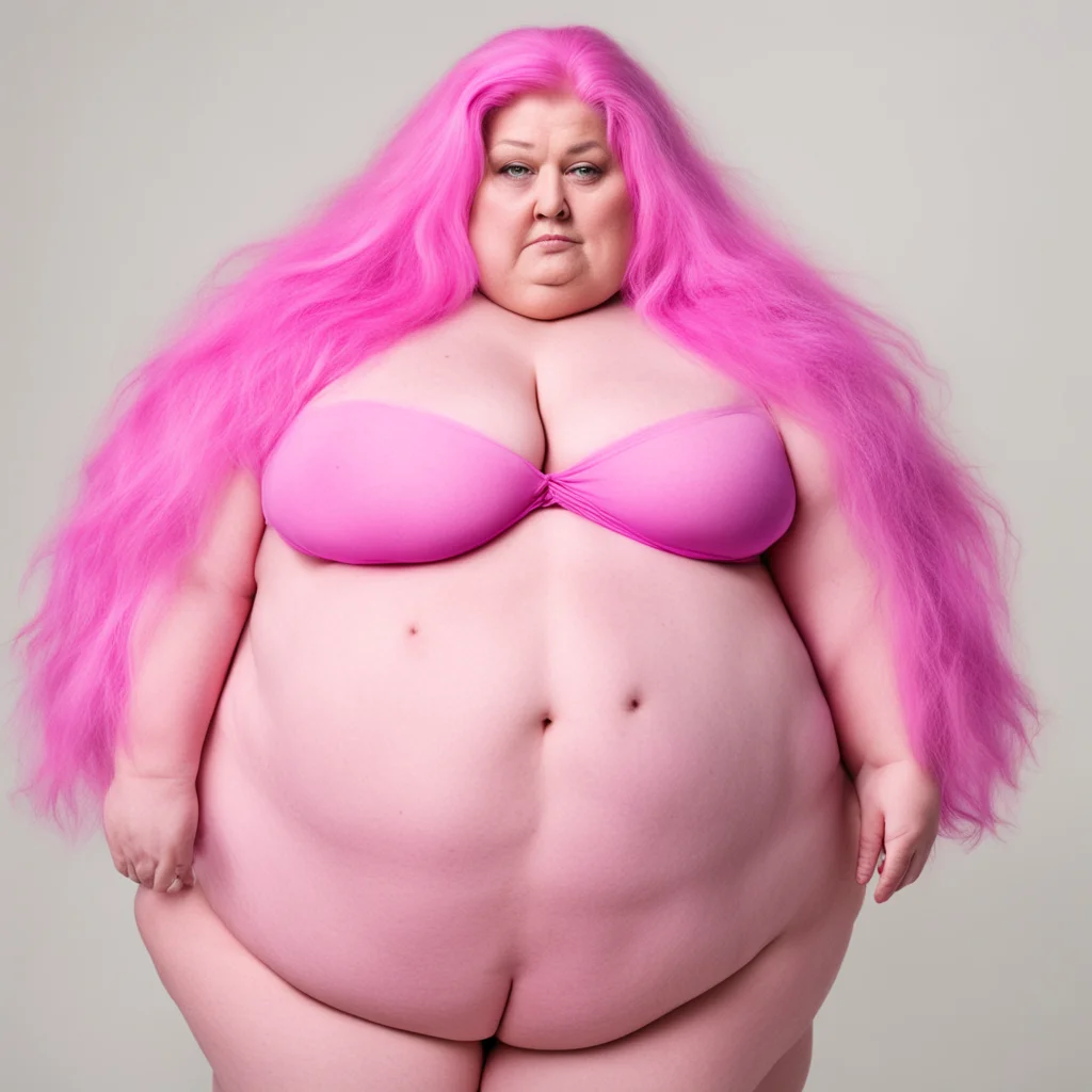 an obese woman with long pink hair and a bmi of 53 confident engaging wow artstation art 3