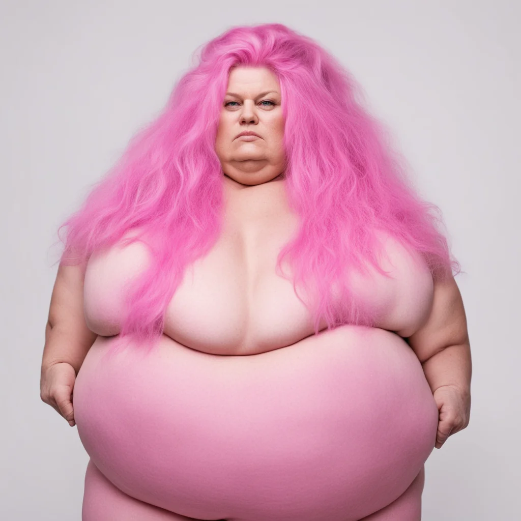 aian obese woman with long pink hair and a bmi of 53