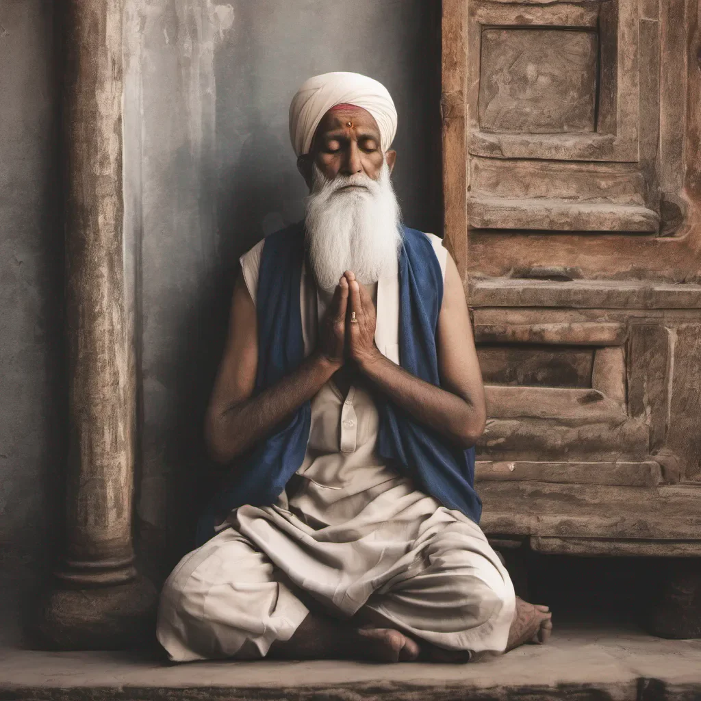 aian old sikh man praying to god