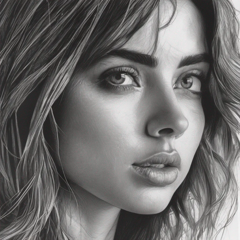 aiana de armas%2C real face%2C detailed face%2C insanely detailed and intricate%2C hyper realistic%2C super detailed%2C sketch%2C black and white%2C outlined%2C fineliner%2C silhouette%2C portrait%2C 1024 1024%2C accurate%2C full confident engaging wow artstation art 3