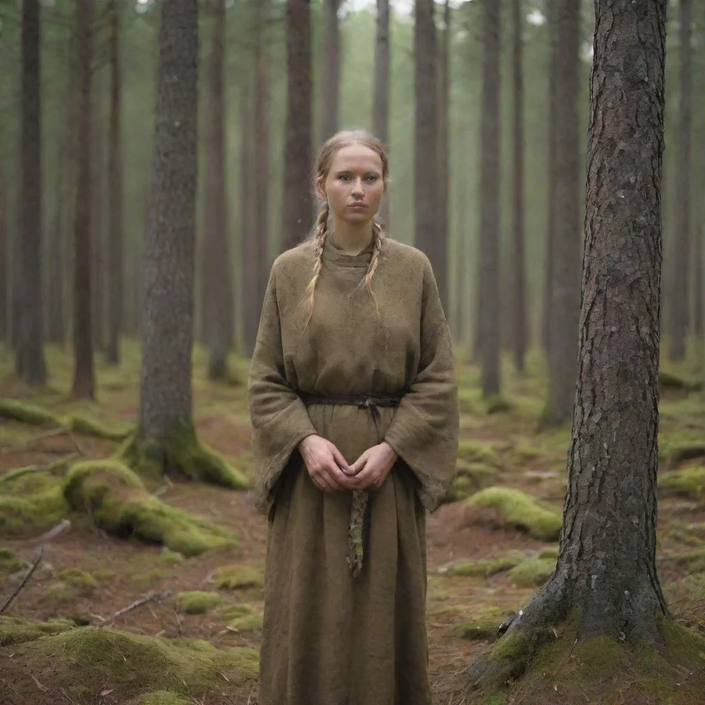 ancient finnish female in forest