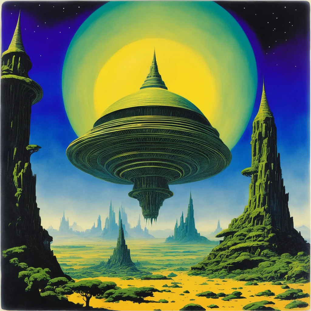 ancient super alien world scifi temple plant life chris foss jack kirby amazing awesome portrait 2