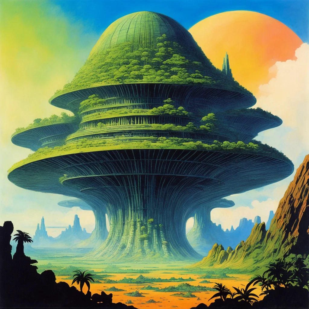 ancient super alien world scifi temple plant life chris foss jack kirby