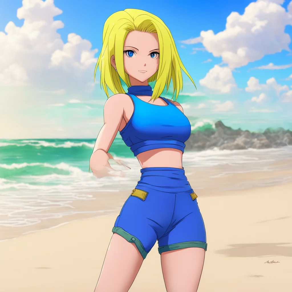 aiandroid 18 beach confident engaging wow artstation art 3