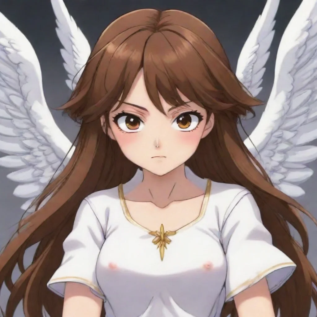 aiangry brown haired anime angel