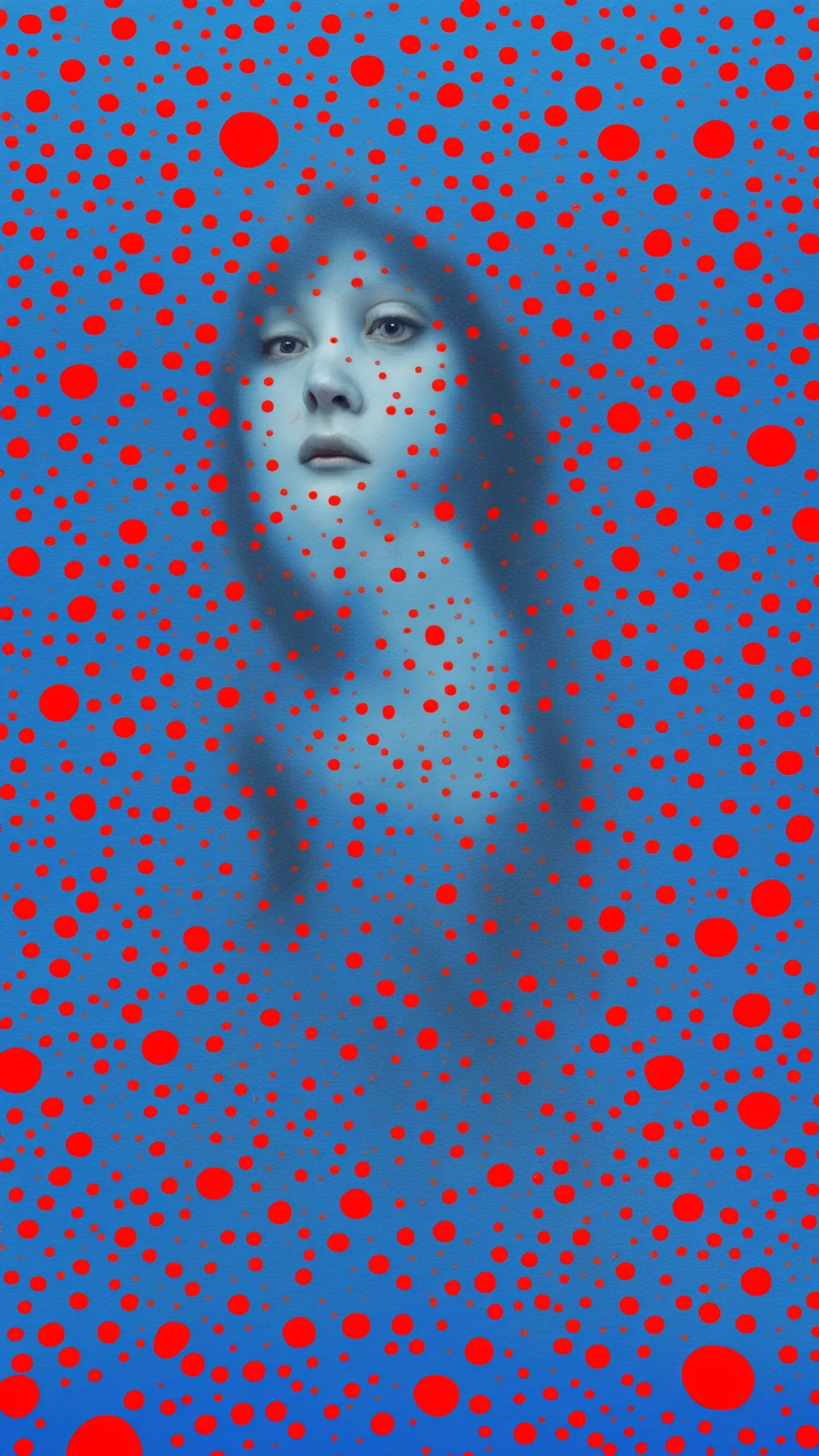 aiangst and distress in blue tones yayoi kusama style amazing awesome portrait 2 tall