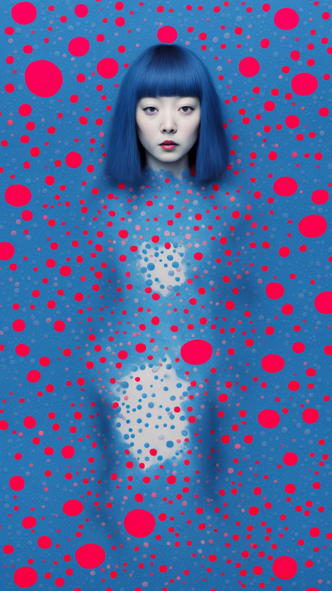 angst and distress in blue tones yayoi kusama style confident engaging wow artstation art 3 tall