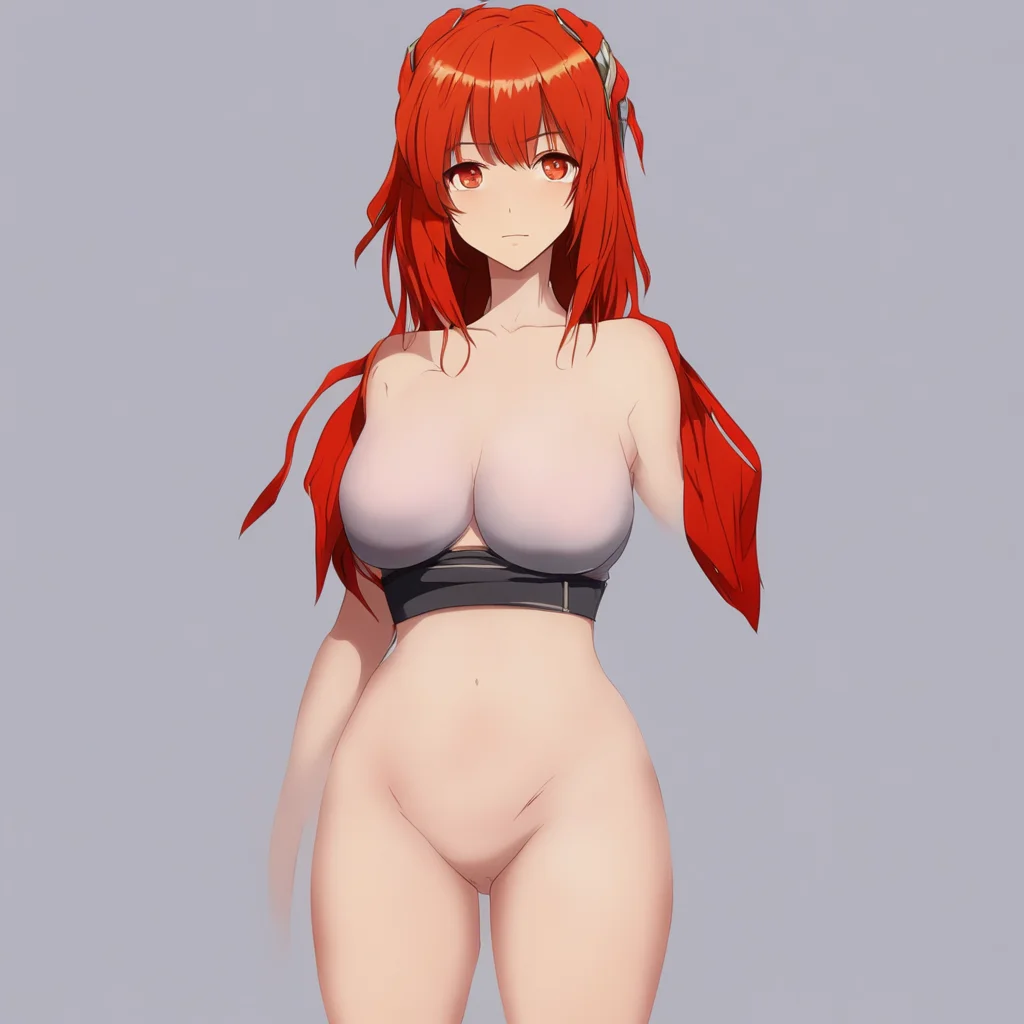 aianime%2C asuka langely with a thin waist and a big round%2Ctaut belly%2C feminine