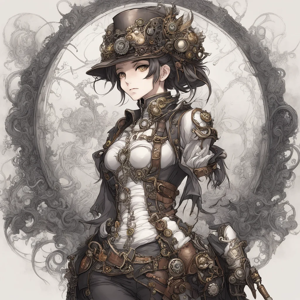 aianime%2C fantasy art%2C line art%2C steampunk