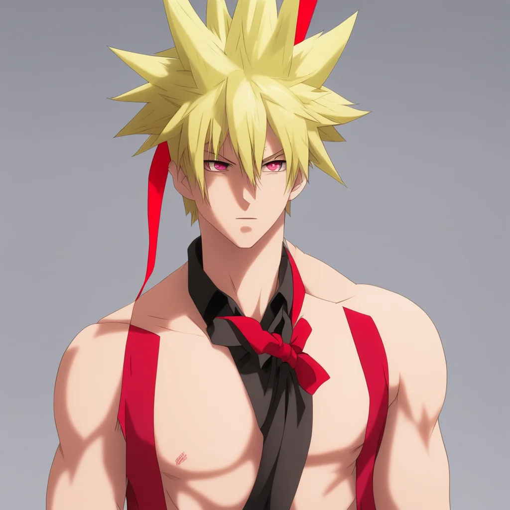 aianime%2C male%2C 20%27s%2C blonde spiky hair with red ribbon%2C  stranded%2C barely clothed good looking trending fantastic 1