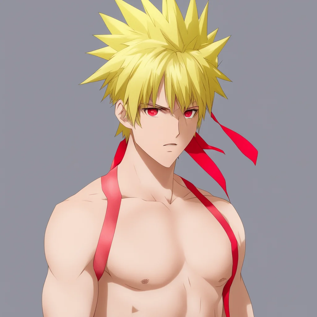 aianime%2C male%2C 20%27s%2C blonde spiky hair with red ribbon%2C  stranded%2C barely clothed