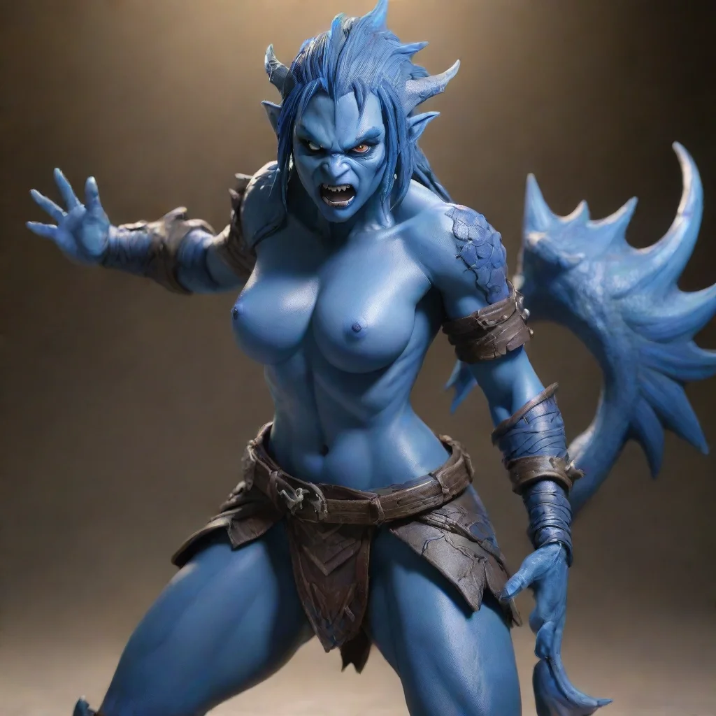 aianime%2C masterpiece%2C good lighting%2C dynamic pose%2C blue dragon orc girl