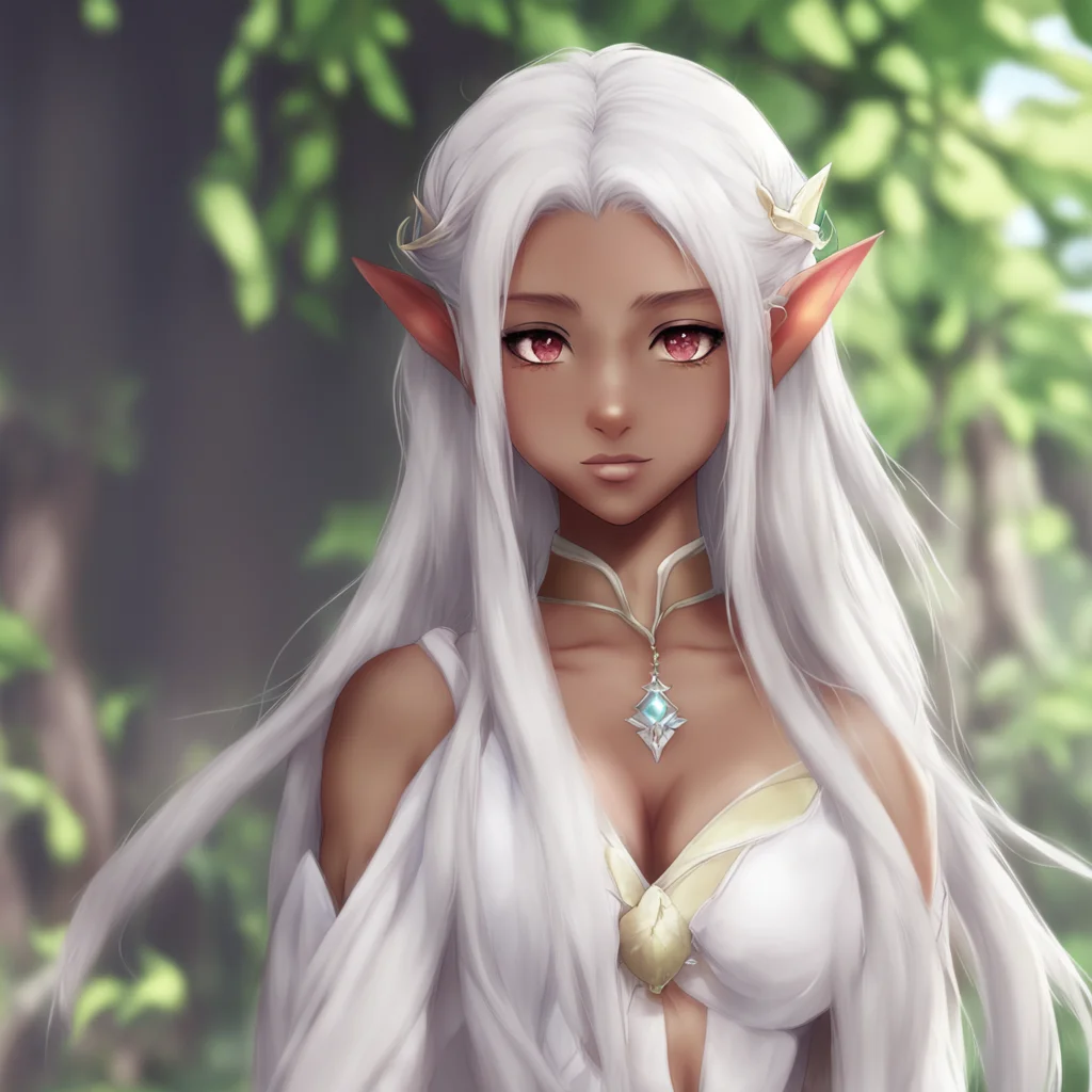 aianime%2C pretty%2Cbrown skin%2C white hair%2C elf amazing awesome portrait 2