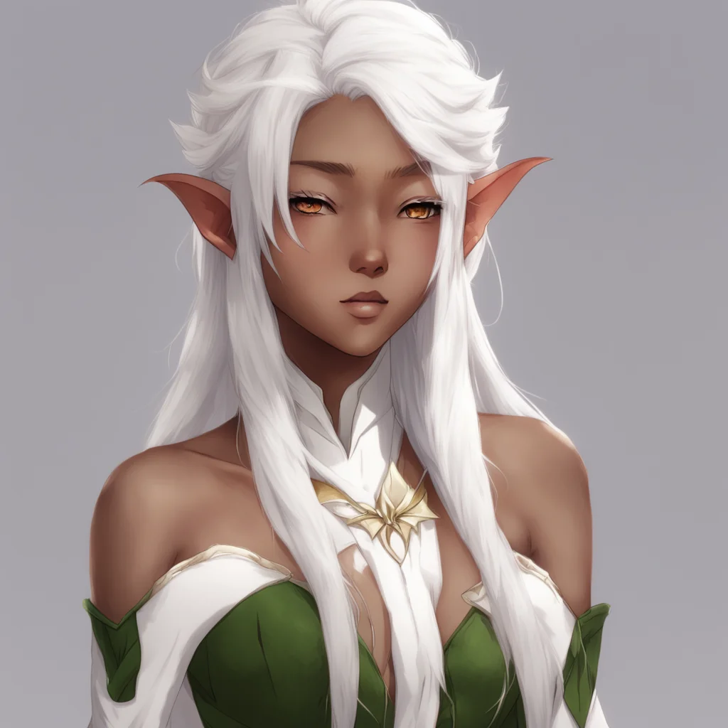 aianime%2C pretty%2Cbrown skin%2C white hair%2C elf good looking trending fantastic 1