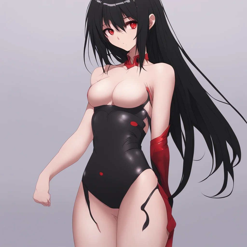 aianime%2C worm perspective%2C tall girl looking down seductively%2C black long hair%2C red eyes%2C hand on leg%2C abs confident engaging wow artstation art 3
