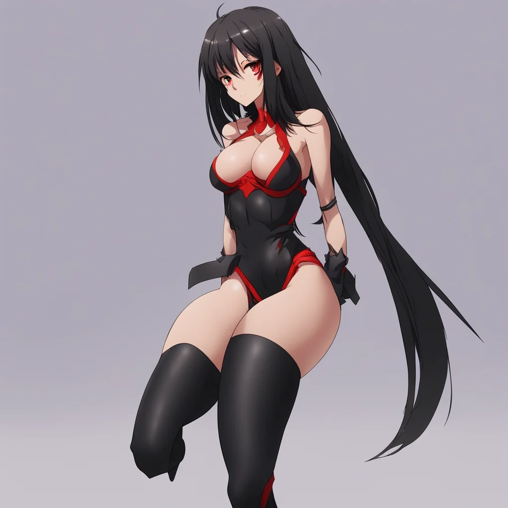 aianime%2C worm perspective%2C tall girl looking down seductively%2C black long hair%2C red eyes%2C hand on leg%2C abs good looking trending fantastic 1