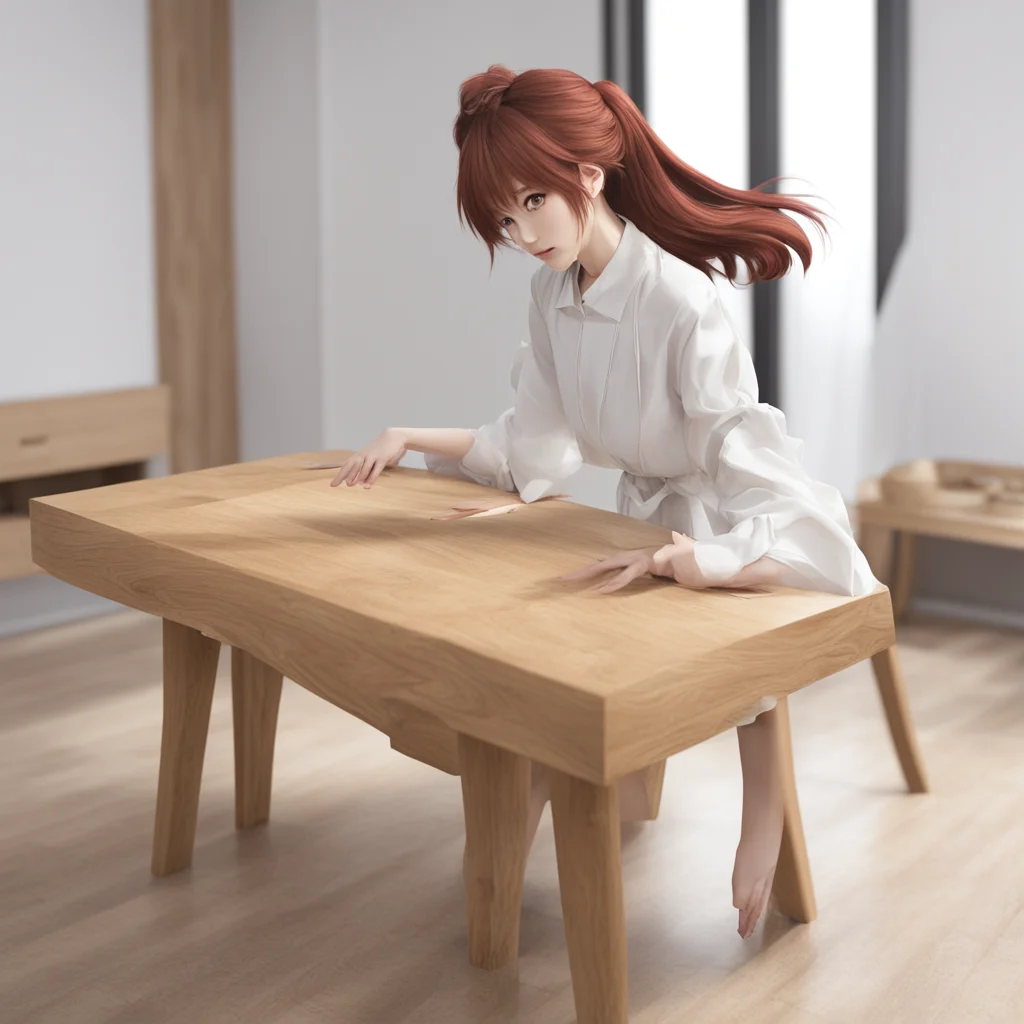 aianime %2C woman transforming into a wooden table amazing awesome portrait 2