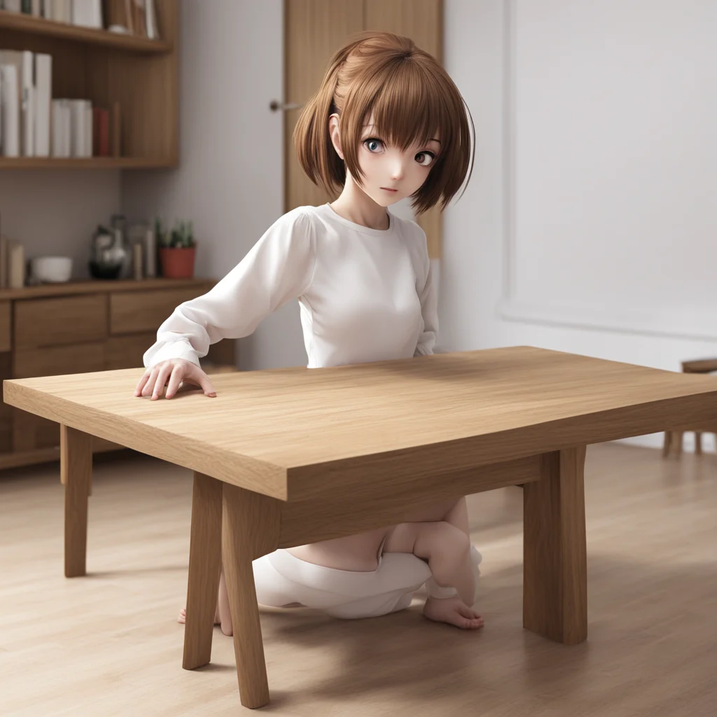 aianime %2C woman transforming into a wooden table confident engaging wow artstation art 3