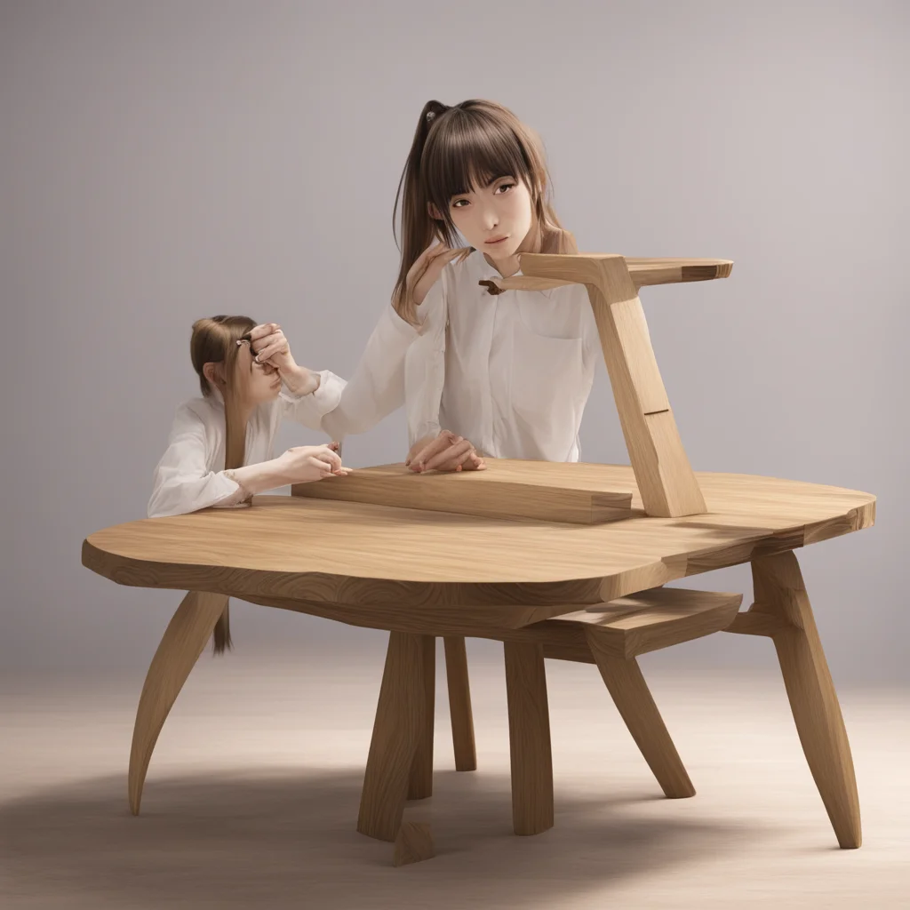 aianime %2C woman transforming into a wooden table